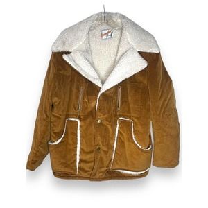 Vintage Men Contemporary Sportif Jacket Sz 46/XL Corduroy Faux Sherpa Lined EUC